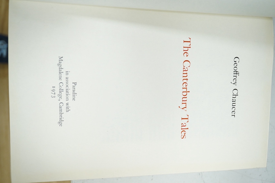 Chaucer, Geoffrey - The Canterbury Tales. Facsimile Limited Edition (of 500 numbered copies). text illus., some initial letters in red; publisher's gilt decorated chocolate morocco, panelled spine with red label, ge., ro